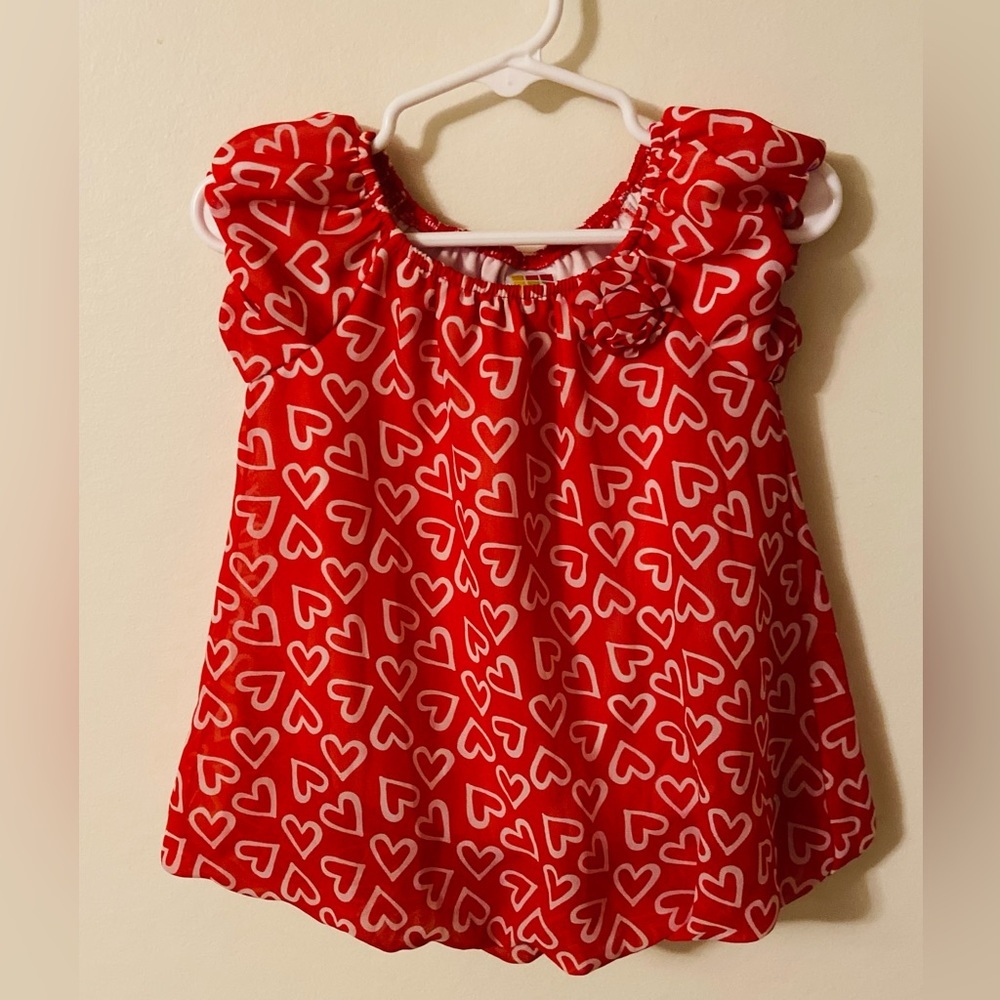 2t Healthtex Red Blouse with White Hearts